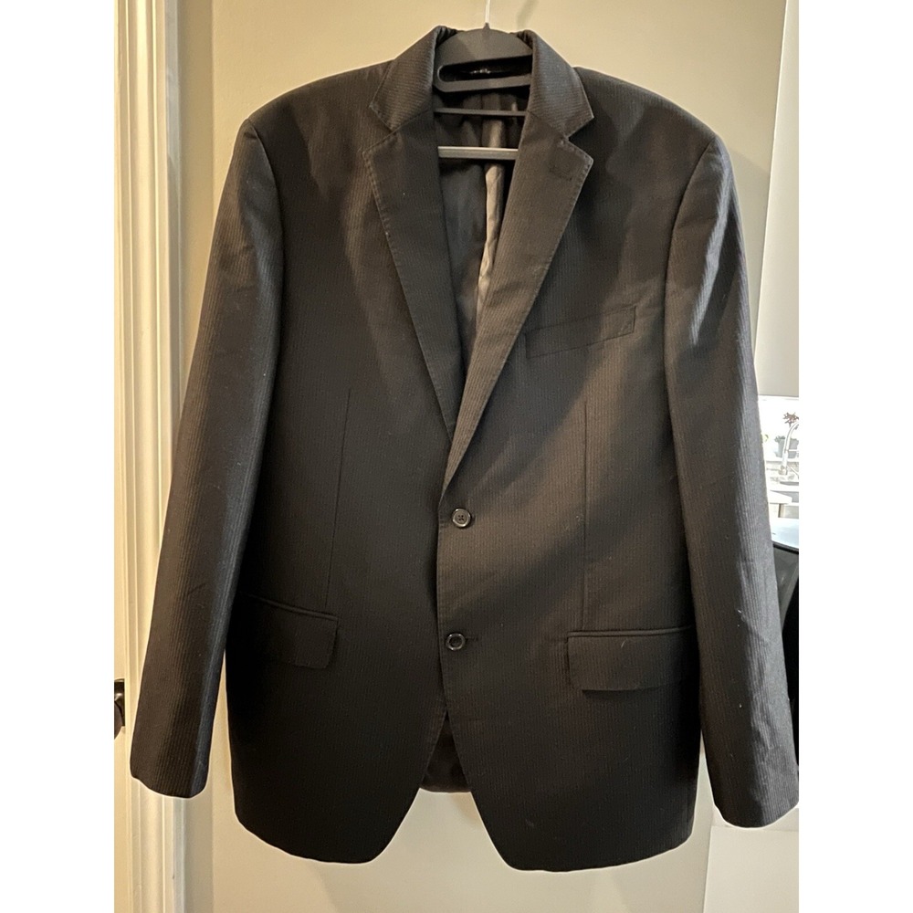 APT 9 Mens Black Blazer Suit Jacket Size‎ 42R Classic Double Vent Subtle Stripe
